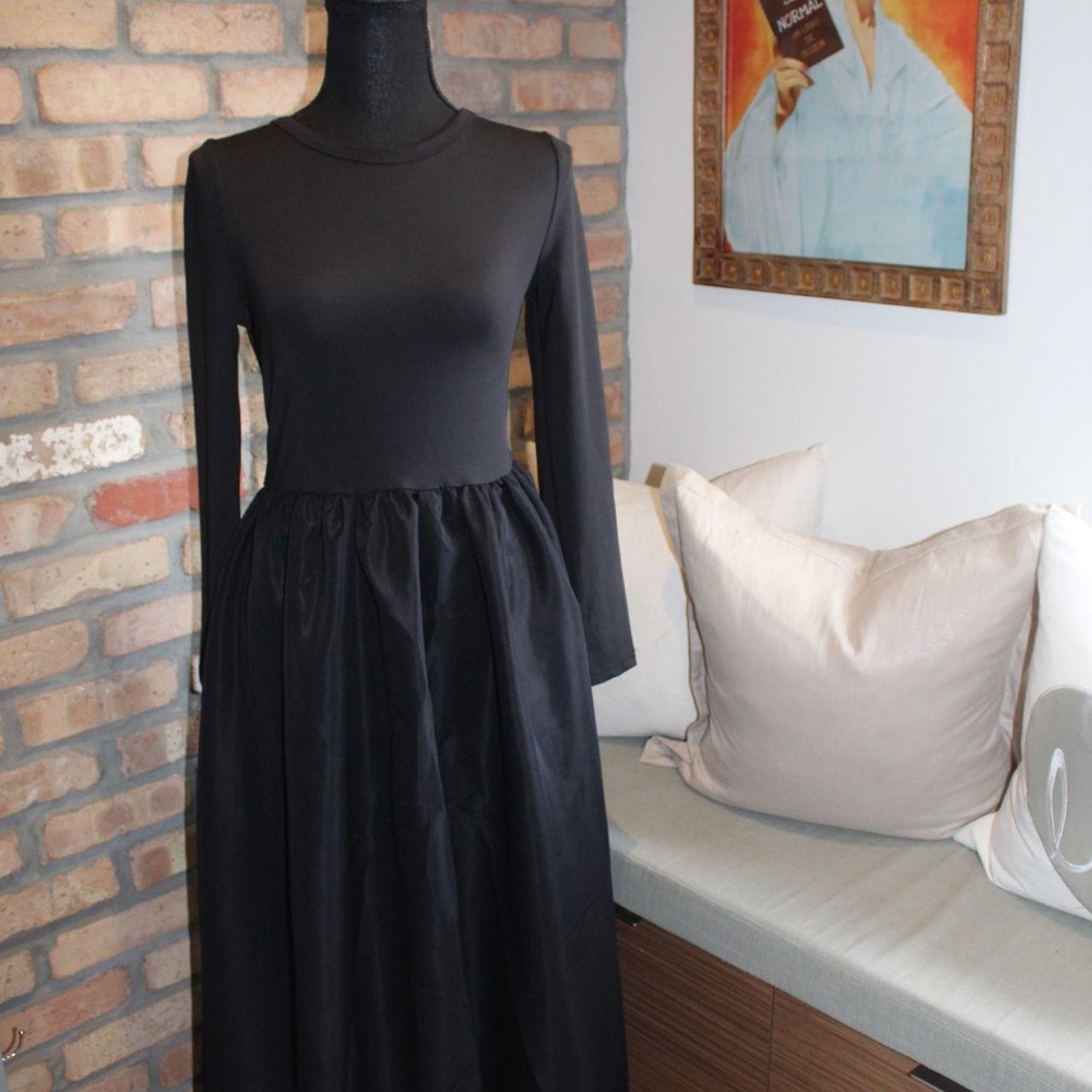 Everlane Black Long-Sleeve Midi Dress